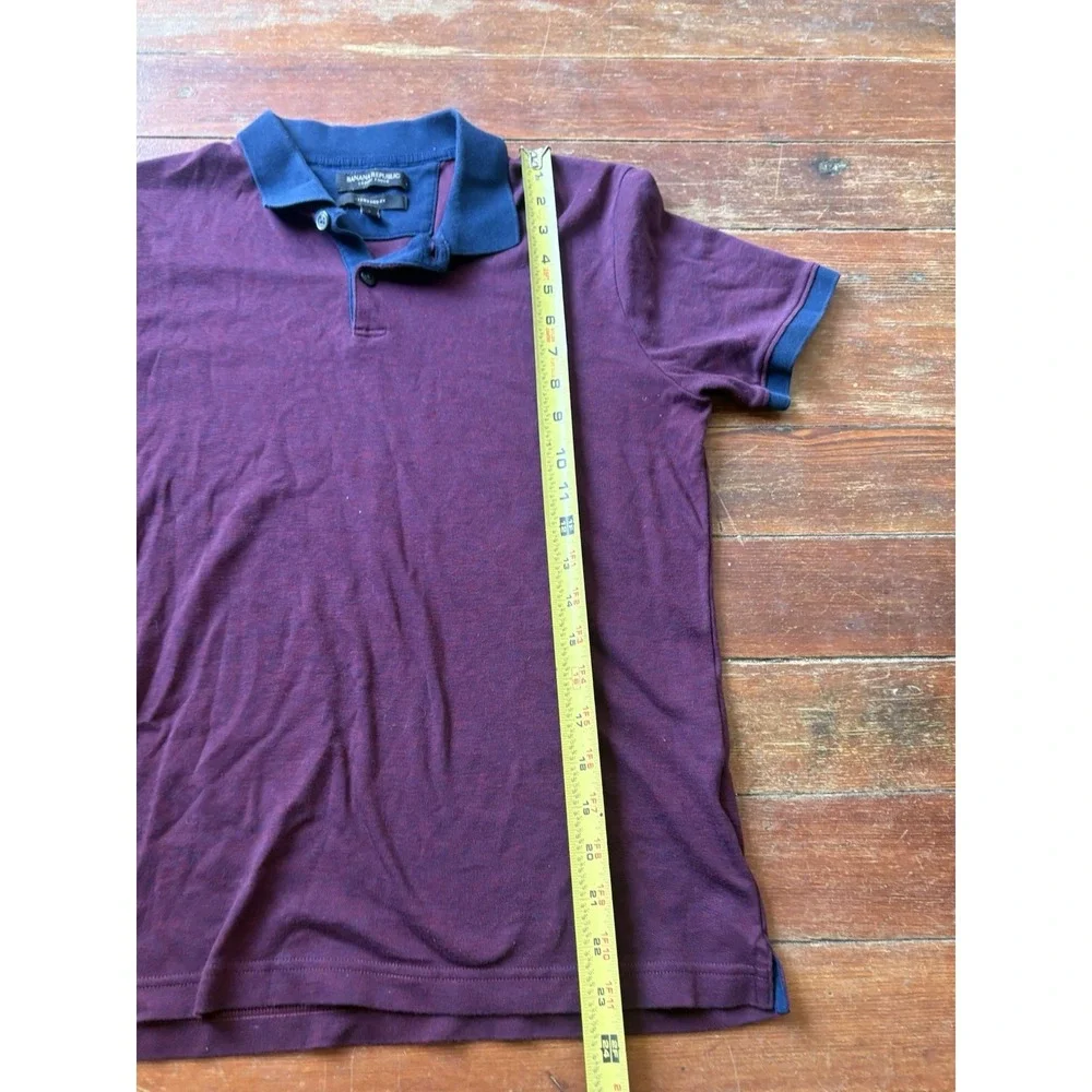 Banana Republic Men Top Small Luxury Touch 100% Cotton Polo Burgundy